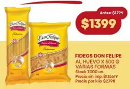Super MAMI Fideos don felipe al huevo varias formas oferta