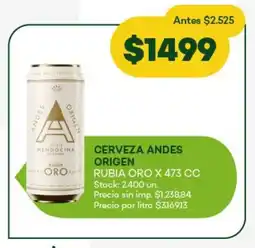 Super MAMI Cerveza andes origen rubia oro oferta