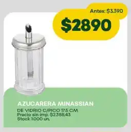 Super MAMI Azucarera minassian de vidrio c/pico oferta