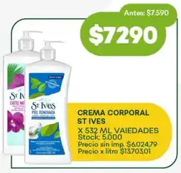 Super MAMI Crema corporal ST IVES variedades oferta