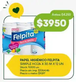 Super MAMI Papel higiénico felpita simple hoja oferta