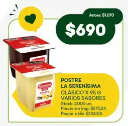 Super MAMI Postre la serenísima clásico varios sabores oferta