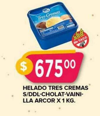 Supermercados Mayor Helado Tres Cremas S Ddl-cholat Vainilla Arcor oferta