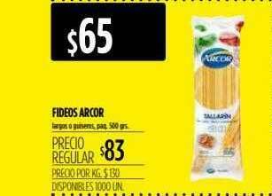 Supermercados Vea Fideos Arcor oferta