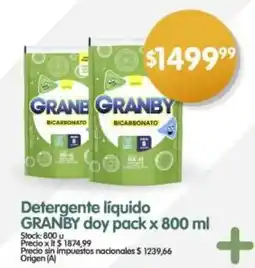 Supermercados Buenos Días Detergente líquido GRANBY doy pack oferta
