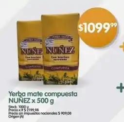 Supermercados Buenos Días Yerba mate compuesta NUÑEZ oferta