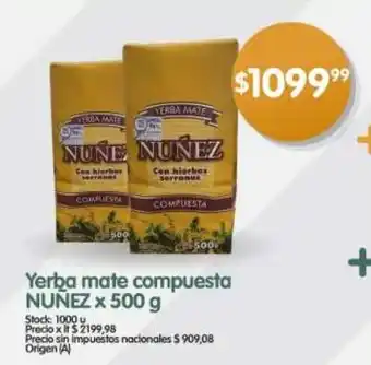 Supermercados Buenos Días Yerba mate compuesta NUÑEZ oferta