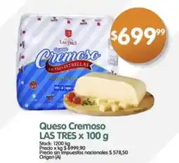 Supermercados Buenos Días Queso Cremoso LAS TRES oferta