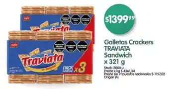 Supermercados Buenos Días Galletas Crackers TRAVIATA Sandwich oferta