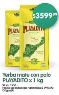 Supermercados Buenos Días Yerba mate con palo PLAYADITO oferta