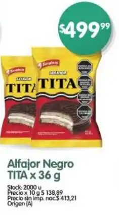 Supermercados Buenos Días Alfajor Negro TITA oferta