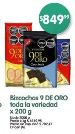Supermercados Buenos Días Bizcochos 9 DE ORO toda la variedad oferta