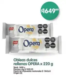 Supermercados Buenos Días Obleas dulces rellenas OPERA oferta