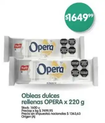 Supermercados Buenos Días Obleas dulces rellenas OPERA oferta