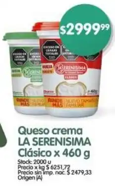 Supermercados Buenos Días Queso crema LA SERENISIMA Clásico oferta
