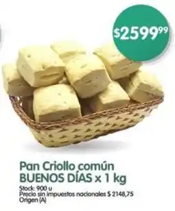 Supermercados Buenos Días Pan Criollo común BUENOS DÍAS oferta