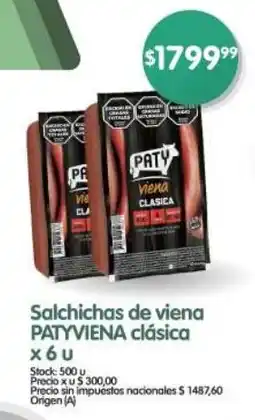 Supermercados Buenos Días Salchichas de viena PATYVIENA clásica oferta