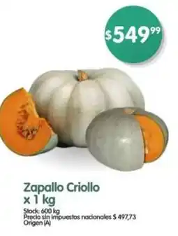 Supermercados Buenos Días Zapallo Criollo oferta