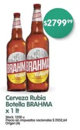 Supermercados Buenos Días Cerveza Rubia Botella BRAHMA oferta
