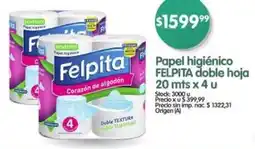 Supermercados Buenos Días Papel higiénico FELPITA doble hoja oferta
