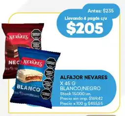 Supermercados Tadicor Alfajor nevares blanco/negro oferta