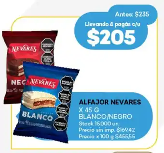Supermercados Tadicor Alfajor nevares blanco/negro oferta