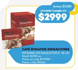 Supermercados Tadicor Café bonafide sensaciones intenso en saquitos oferta