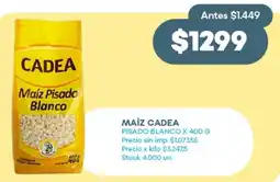 Supermercados Tadicor Maíz cadea pisado blanco oferta
