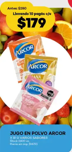 Supermercados Tadicor Jugo en polvo arcor varios sabores oferta