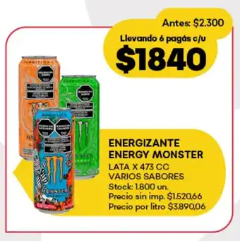 Supermercados Tadicor Energizante energy monster lata oferta