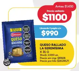Supermercados Tadicor Queso rallado la serenísima oferta