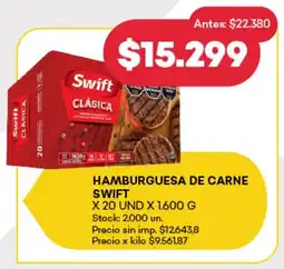 Supermercados Tadicor Hamburguesa de carne swift oferta