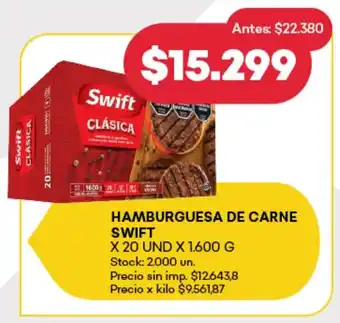 Supermercados Tadicor Hamburguesa de carne swift oferta