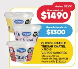 Supermercados Tadicor Queso untable tregar chatel varios sabores oferta