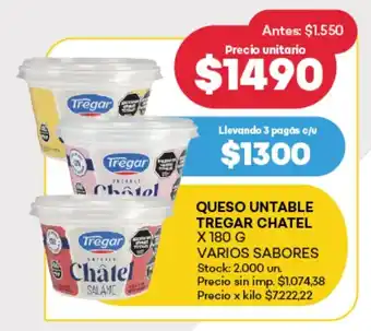 Supermercados Tadicor Queso untable tregar chatel varios sabores oferta