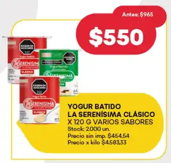 Supermercados Tadicor Yogur batido la serenísima clásico varios sabores oferta