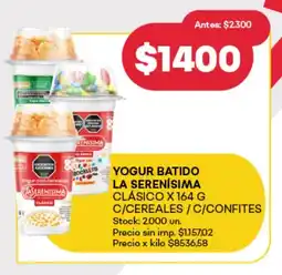 Supermercados Tadicor Yogur batido la serenísima clásico c/cereales/c/confites oferta