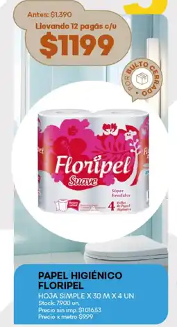 Supermercados Tadicor Papel higiénico floripel hoja simple oferta