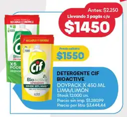 Supermercados Tadicor Detergente cif bioactive doypack lima/limón oferta