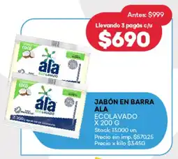 Supermercados Tadicor Jabón en barra ala ecolavado oferta
