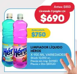 Supermercados Tadicor Limpiador líquido héroe variedades oferta