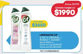 Supermercados Tadicor Limpiador cif original / rosas y jazmin oferta
