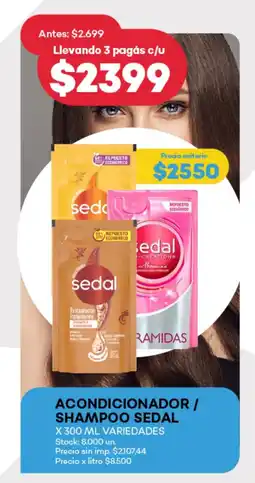 Supermercados Tadicor Acondicionador / shampoo sedal variedades oferta