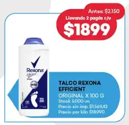 Supermercados Tadicor Talco rexona efficient original oferta