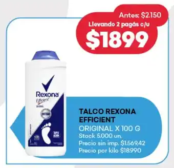 Supermercados Tadicor Talco rexona efficient original oferta