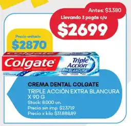 Supermercados Tadicor Crema dental colgate triple acción extra blancura oferta