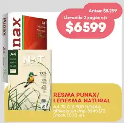 Supermercados Tadicor Resma punax/ ledesma natural A4 oferta