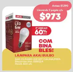 Supermercados Tadicor Lámpara akai bulbo a60 classic 6w e27 cálida/fría oferta