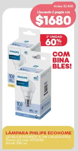 Supermercados Tadicor Lámpara philips ecohome ledbulb 10.5we27 cálida/fría oferta