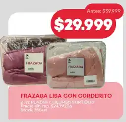Supermercados Tadicor Frazada lisa con corderito colores surtidos oferta